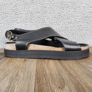 & Other Stories Black Leather‎ Cork Platform Buckle Sandals Women's US 9 EU 40